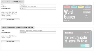 screenshot of the Bookman label maker web app
